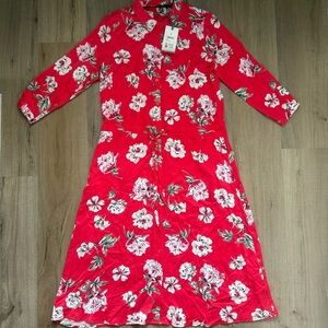 Joules Light Red Classic Floral Cottagecore Tent Maxi Women’s Dress